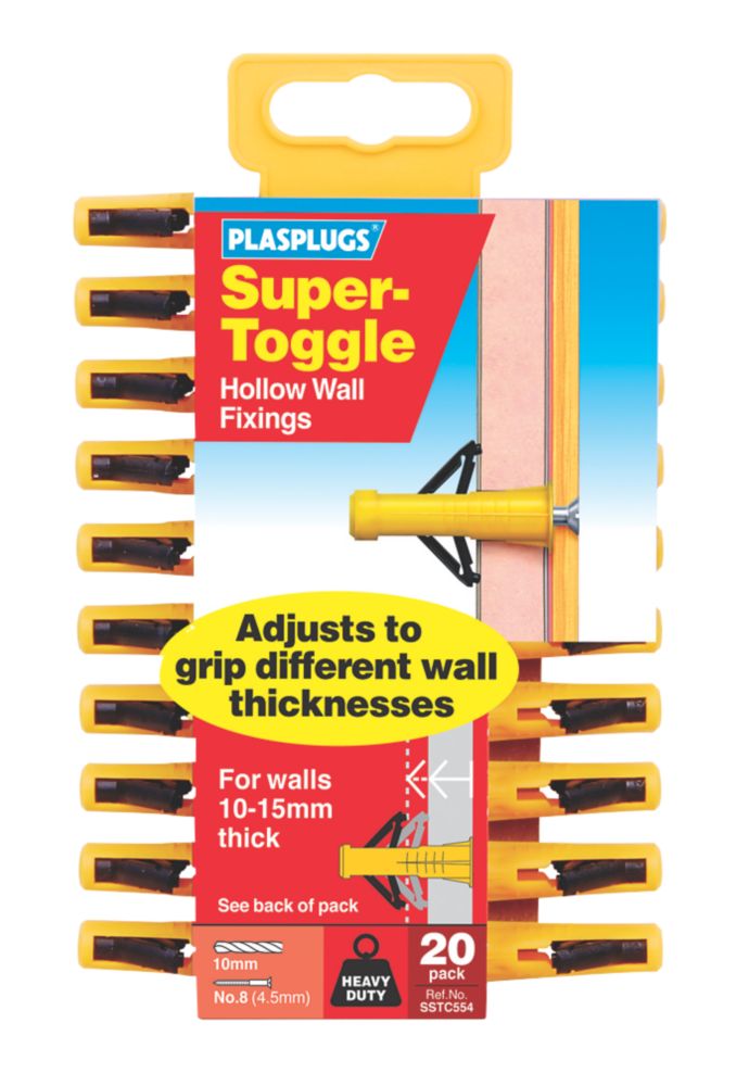 Lot de 20 fixations pour mur creux Plasplugs 10 x 37mm