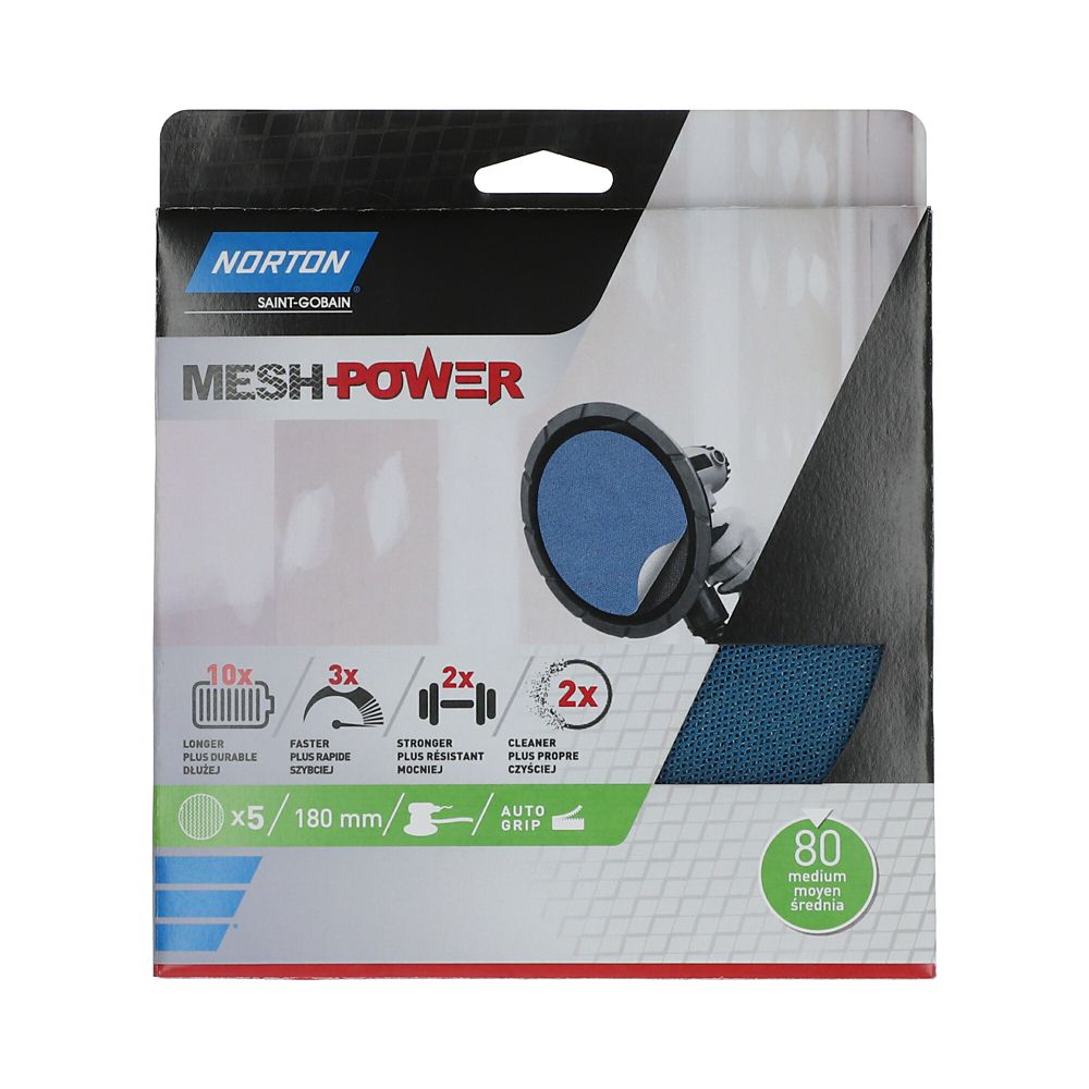 Lot de 5 disques abrasifs pour ponceuse 260 x 180mm grain 80 Norton