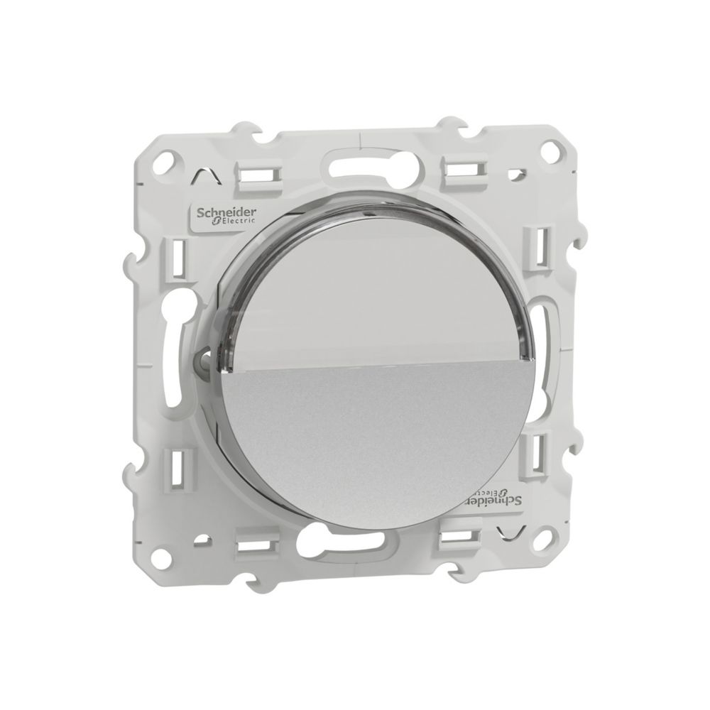 Poussoir porte étiquette 1 poste Odace Aluminium Schneider