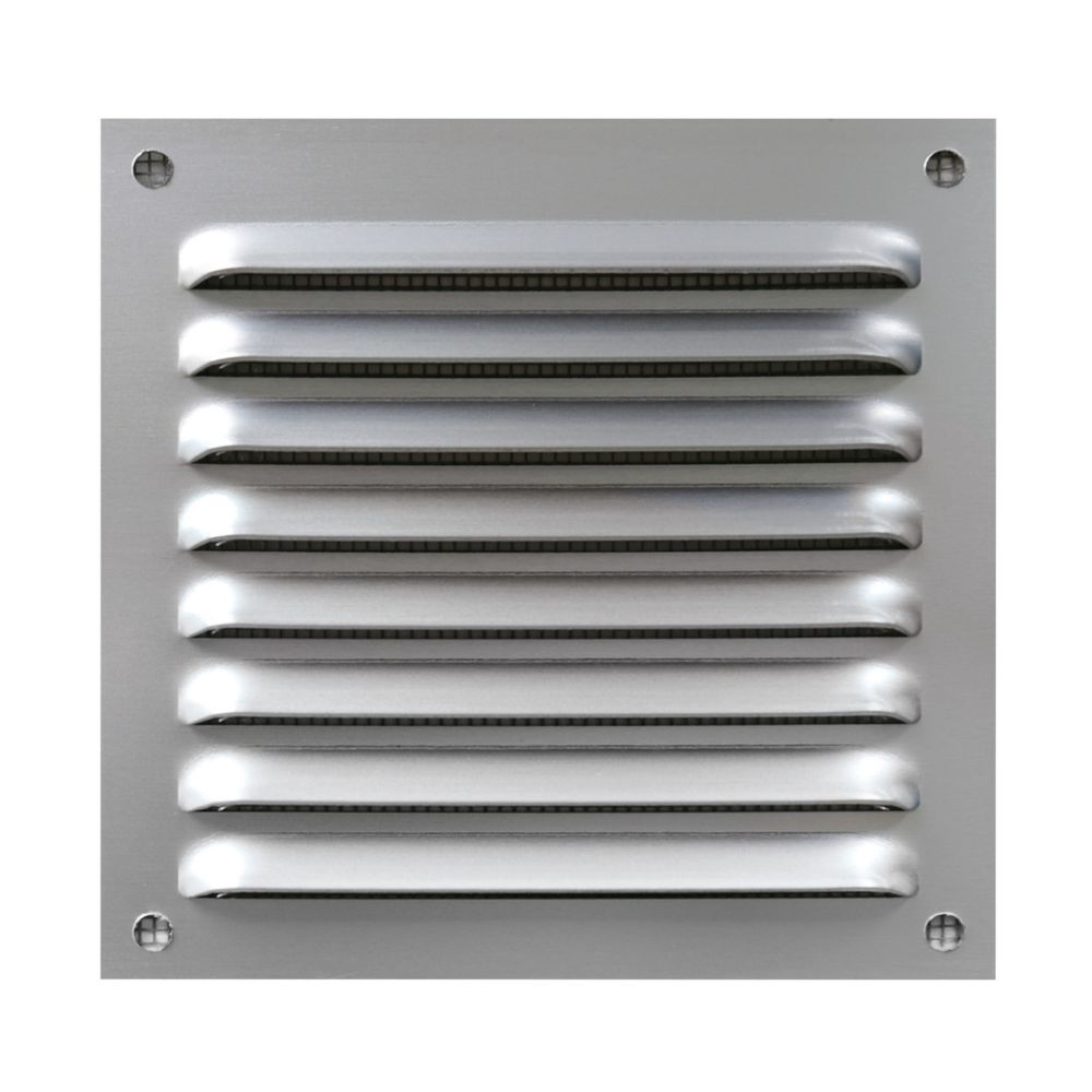 Grille à persiennes fixes avec moustiquaire Eoliance Habitat en aluminium anodisé 100mm x 100mm