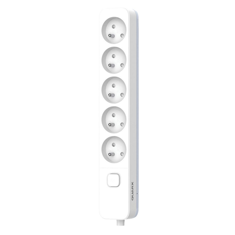 Rallonge blanche de 0m avec commutateur 16A 5 modules Quarx