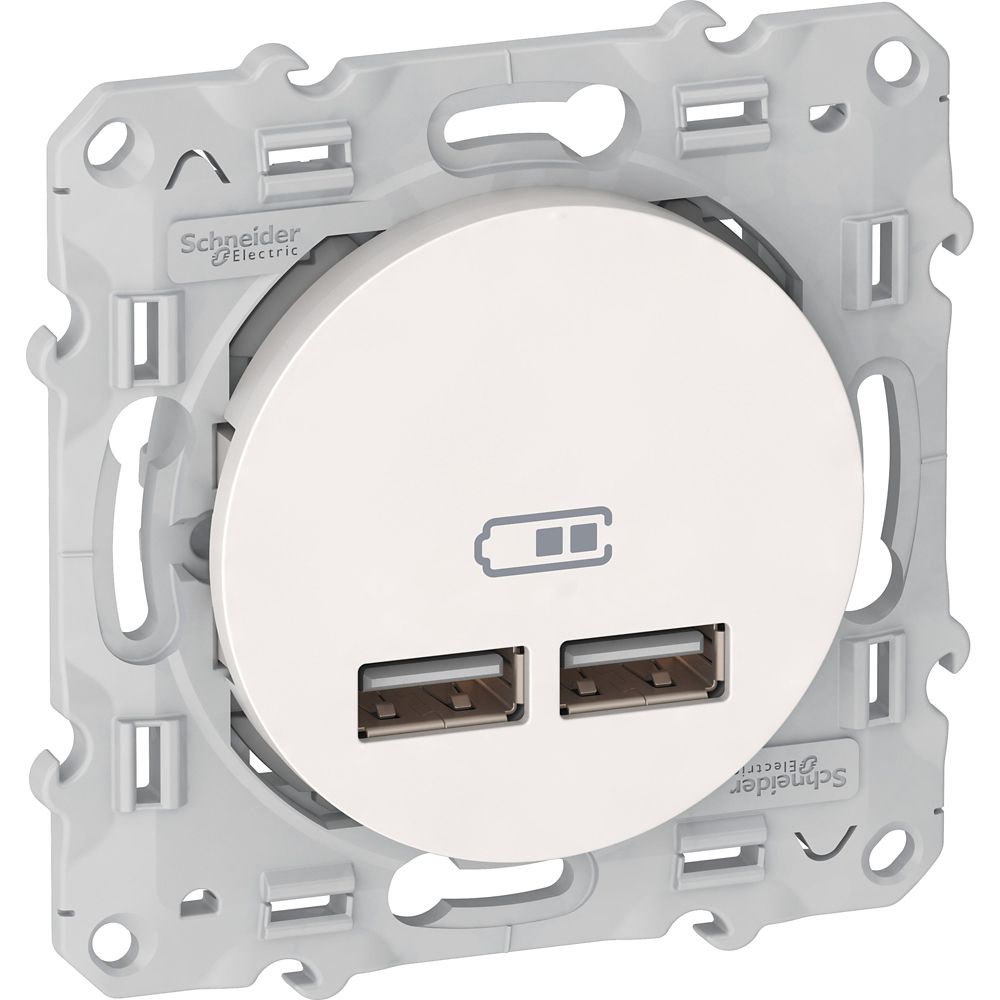 Double Chargeur USB A 1 poste Odace Blanc Schneider