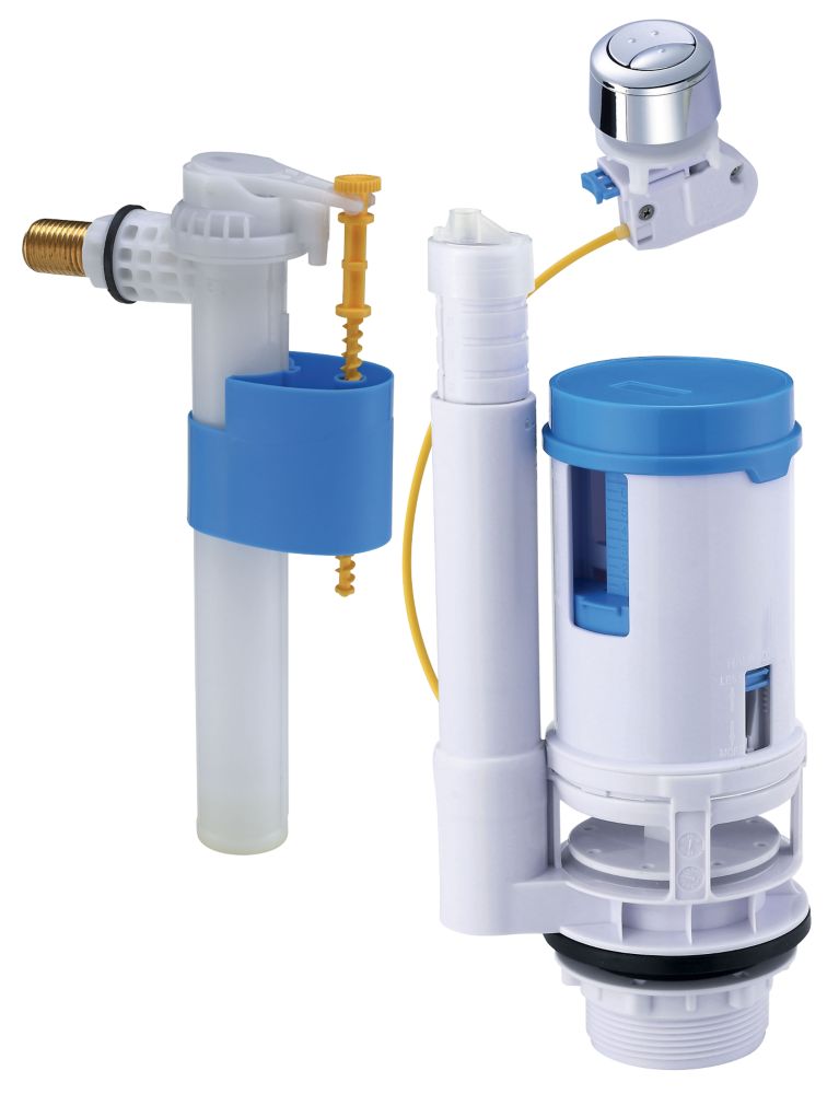 Mécanisme complet à double poussoir à câble avec robinet latéral NF 3/8" Fixoconnect