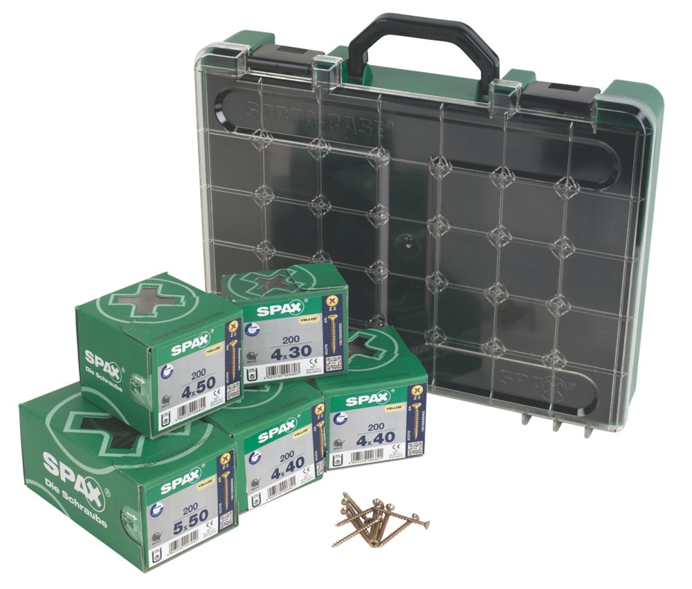 Pack professionnel de vis à bois à tête fraisée plate PZ Spax Yellox 1 000 pièces