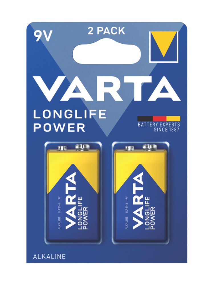 2 piles alcalines Varta Longlife Power 9V