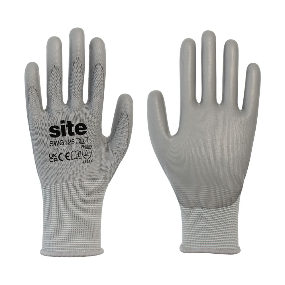 Gants de manutention tactiles en PU Site ST105 gris, taille L