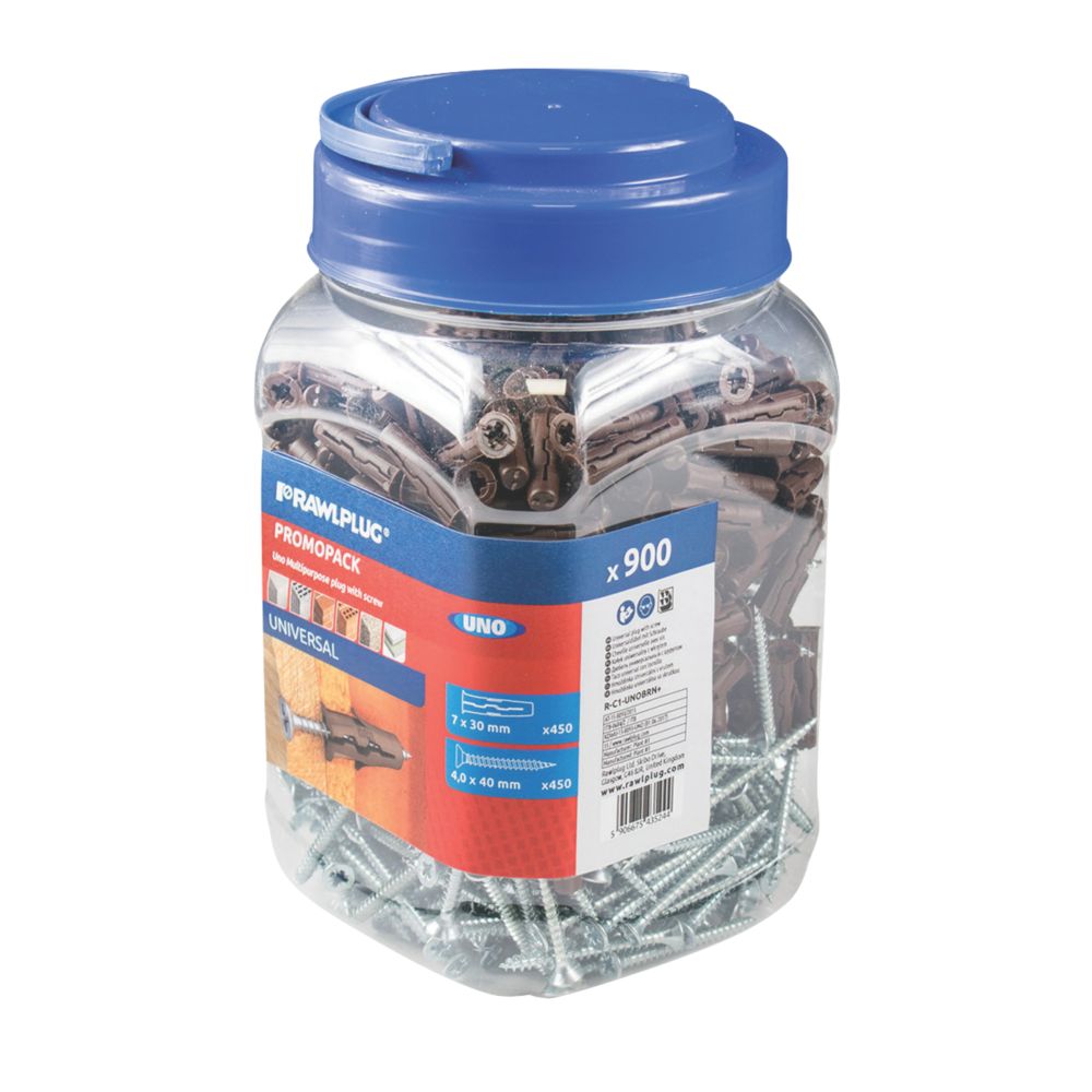 Lot de 450 chevilles et vis Rawlplug Uno 7 x 40mm