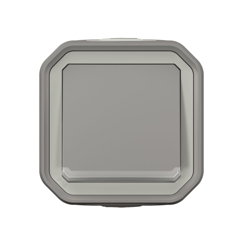 Poussoir avec témoin 1 poste étanche complet gris Legrand Plexo