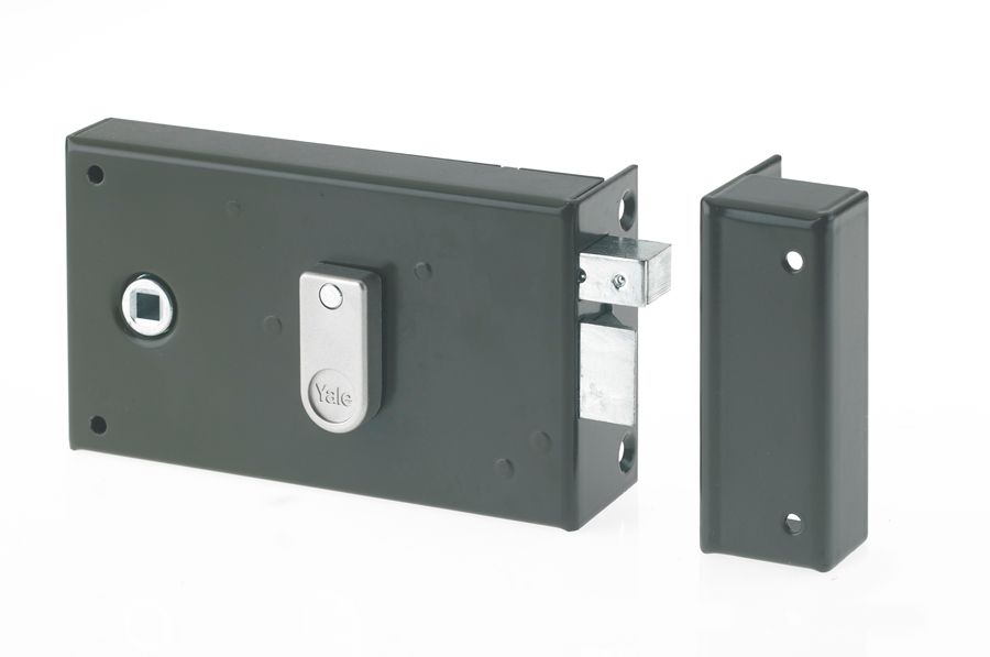Serrure en applique monopoint  horizontale Yale, pêne dormant demi-tour, à fouillot droite