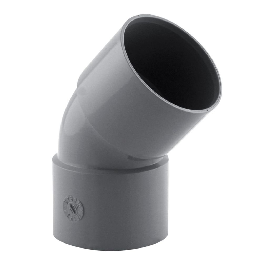 Coude PVC NF femelle à 45° 40mm à coller gris Fitt