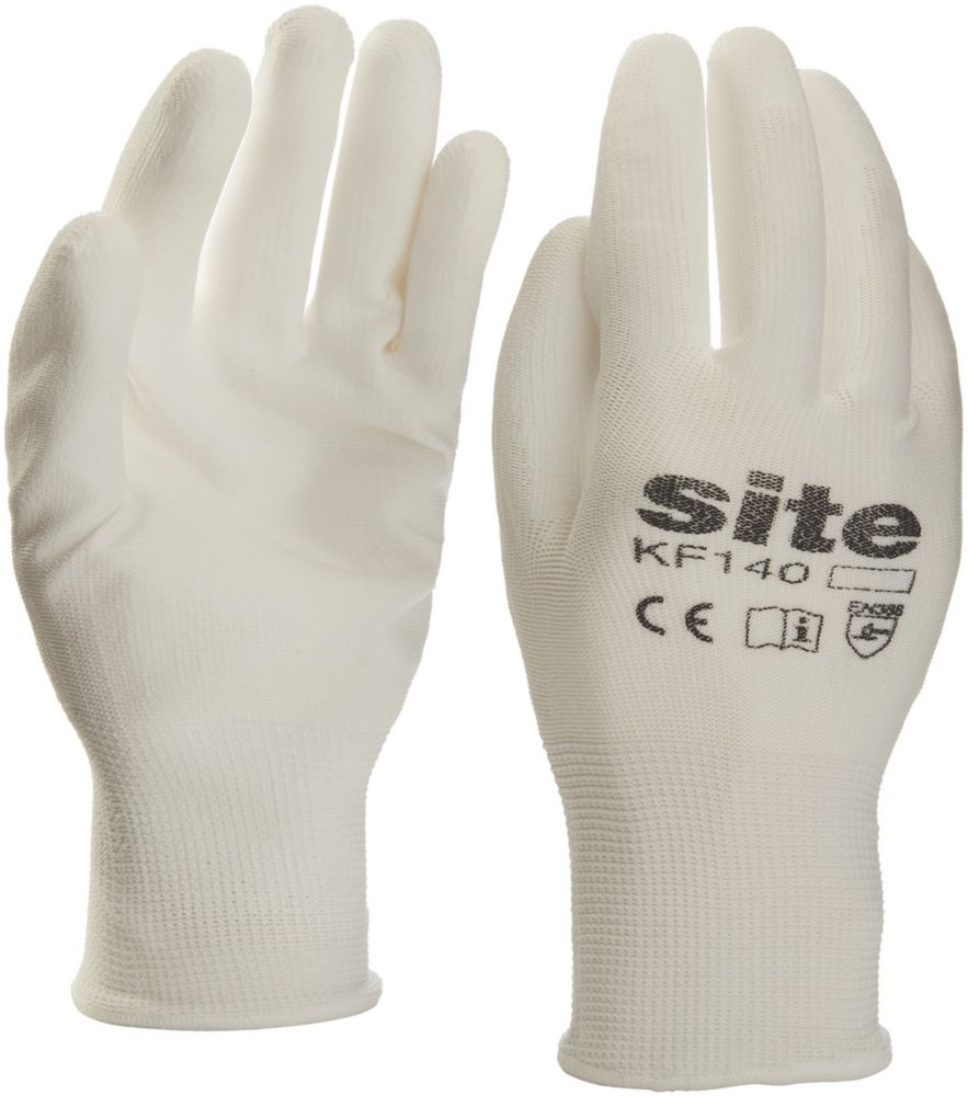 Gants de manutention en PU Site KF140 blancs taille L