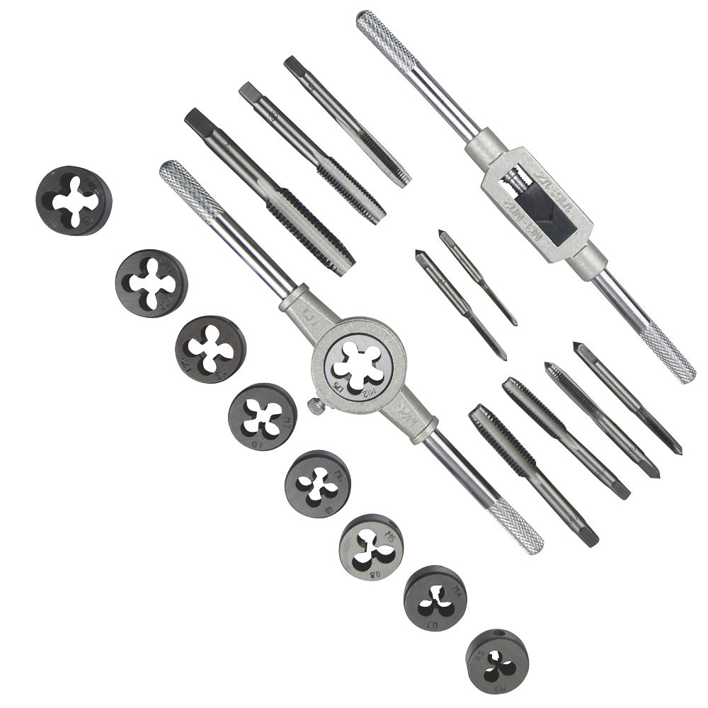 EJ.life Jeu de filières de taraudage Jeu de matrices de tarauds métriques  M5‑M16 Kit d'outils de filetage à dents fines - Cdiscount Bricolage