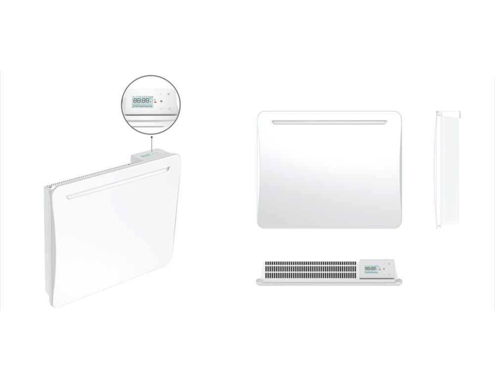 Radiateur électrique à inertie en céramique blanc à montage mural Batilec Oxia 1 000W 45cm x 55cm