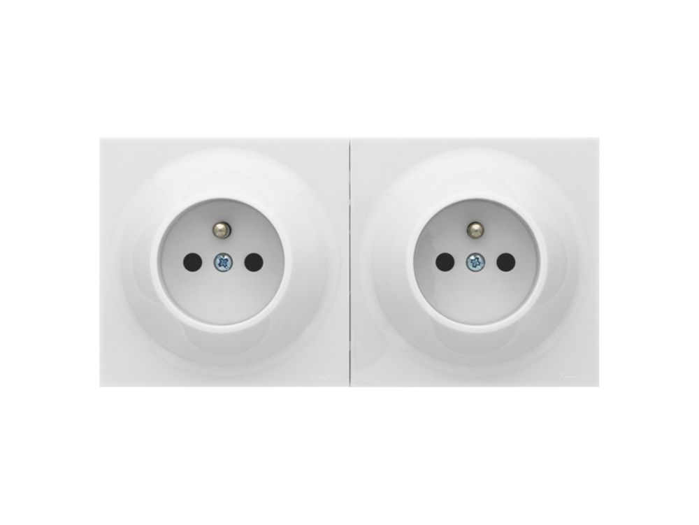 Double prise terre blanc 1 poste Fontini Neo Evo