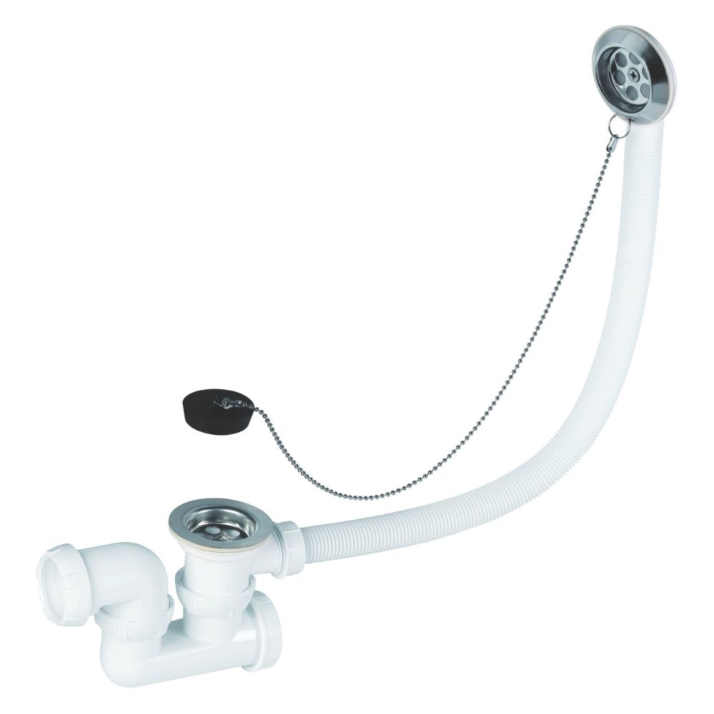 Vidage de baignoire et chaîne Wirquin avec siphon réglable blanc 450mm