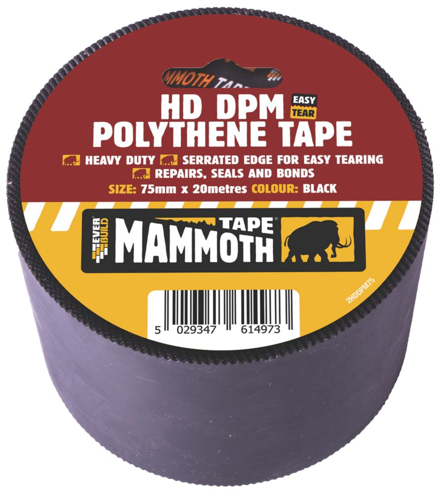 Ruban d'étanchéité en polyéthylène DPM Everbuild noir 20m x 75mm