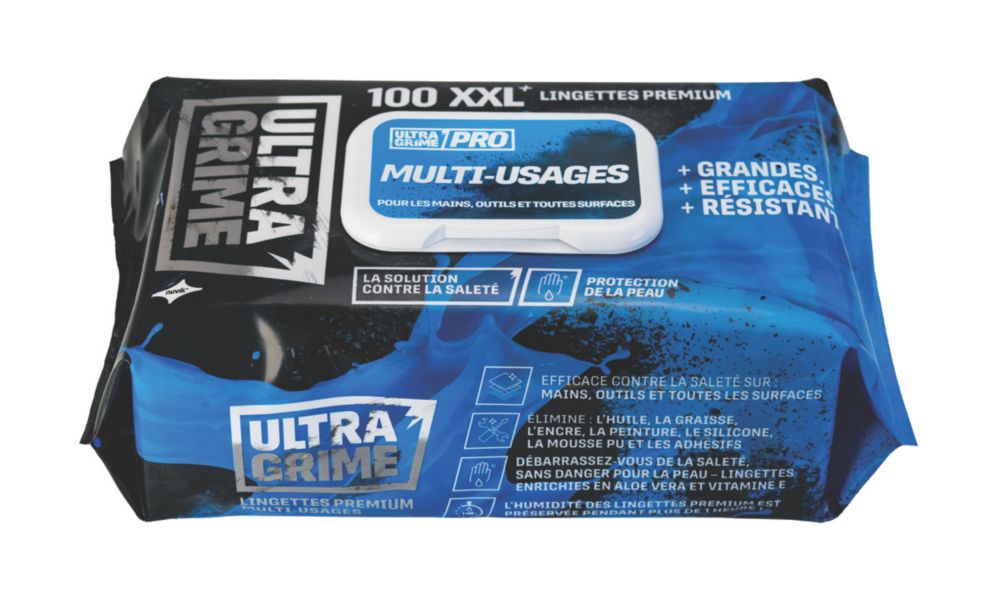 Lingettes nettoyantes Ultragrime blanches 100 pièces