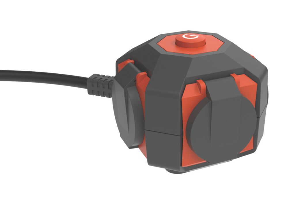 Rallonge avec interrupteur Quarx Power Globe 16A 4 prises orange 3m