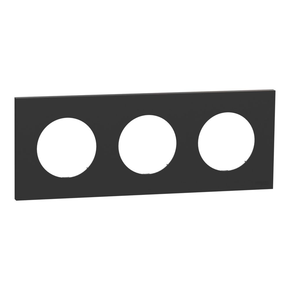 Plaque de finition en saillie 3 postes Schneider Electric Odace noir onyx