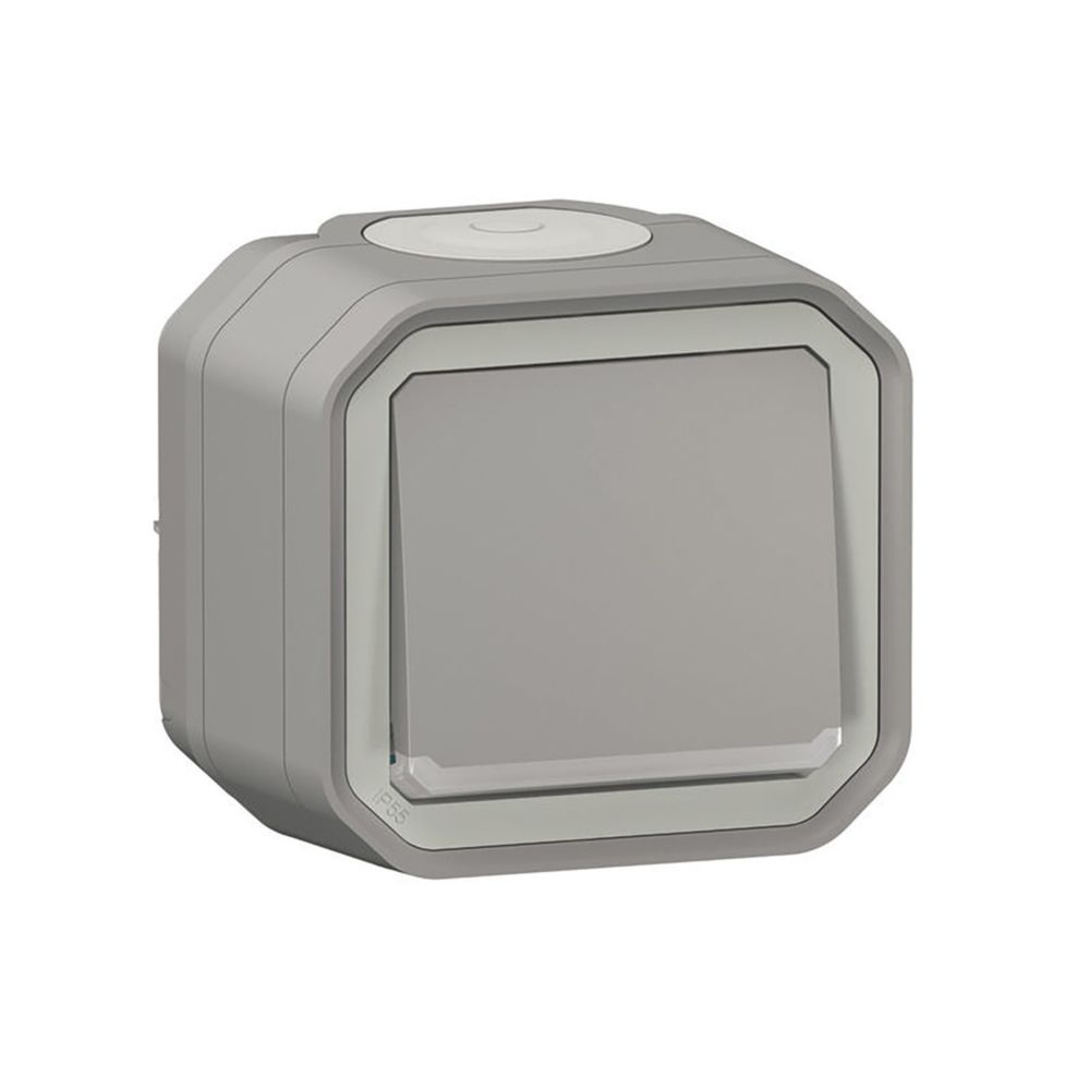 Va-et-vient étanche lumineux complet Plexo 1 poste gris Legrand