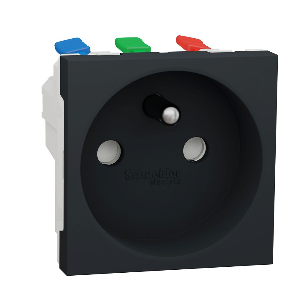 Prise terre 1 poste 2 modules Unica Anthracite Schneider