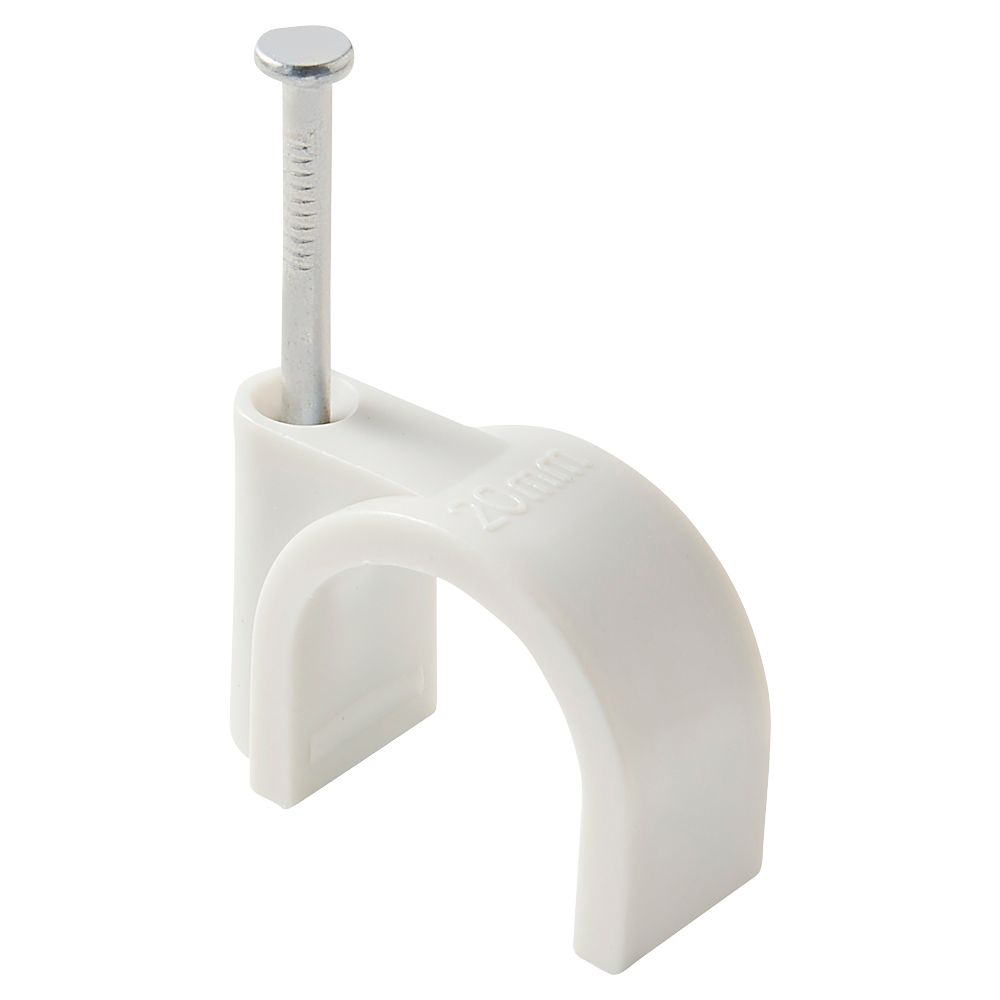 Cavaliers pour câbles ronds Diall, gris, 20mm, lot de 50