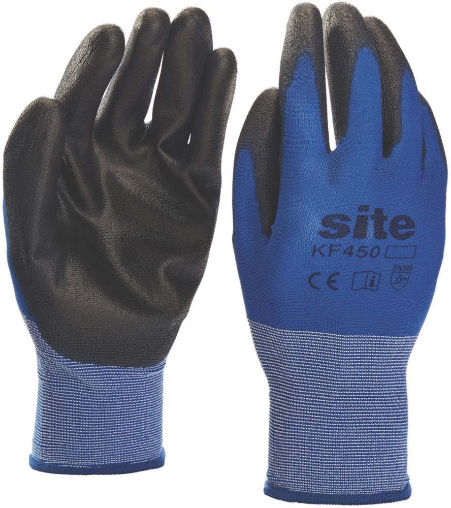 Gants de manutention en PU Site KF450 bleu / noir taille L