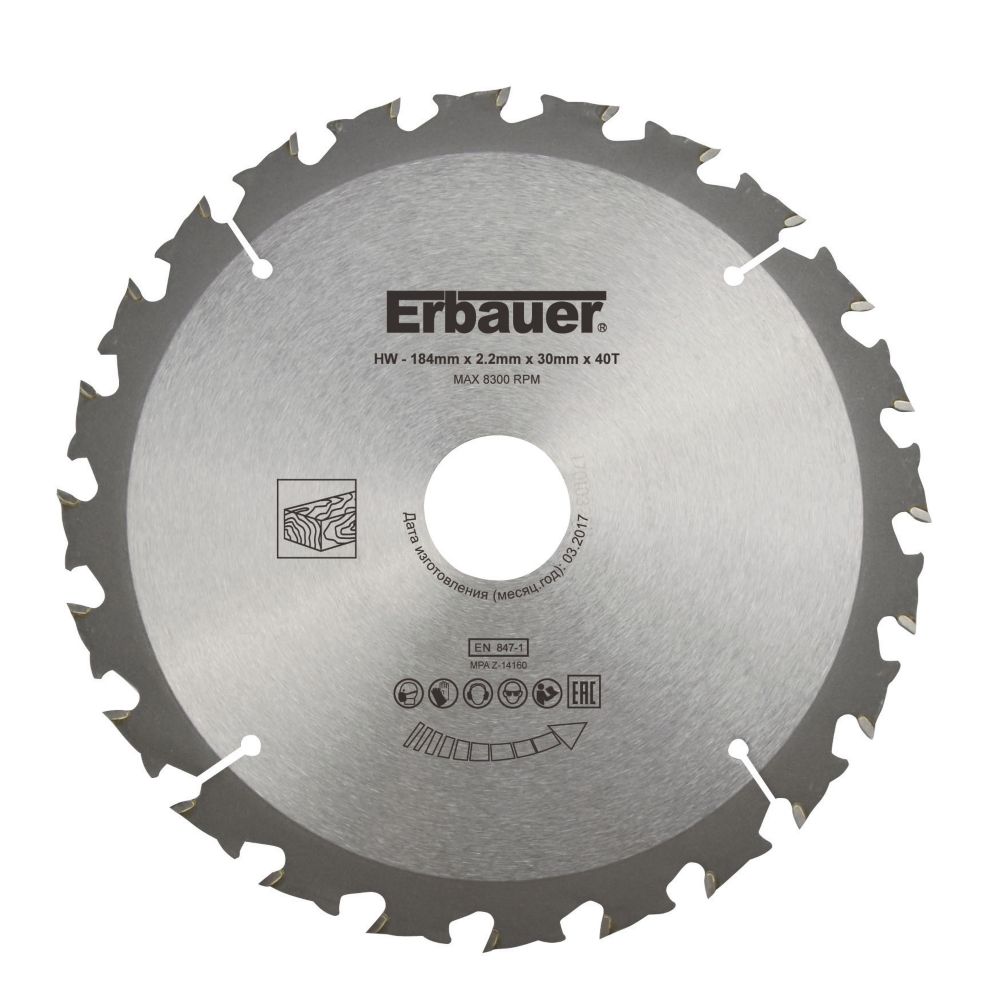 Lame de scie circulaire TCT 184 x 30mm 40 dents Erbauer