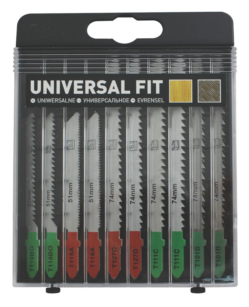 Lot de 10 lames pour scie sauteuse universelles en T bois et métal