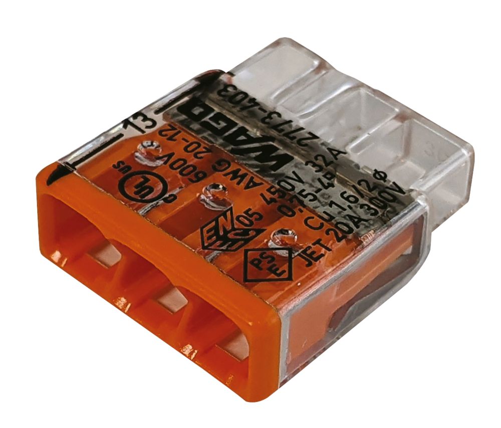 Borne à poussoir 3 broches Wago série 2773 32A, lot de 100