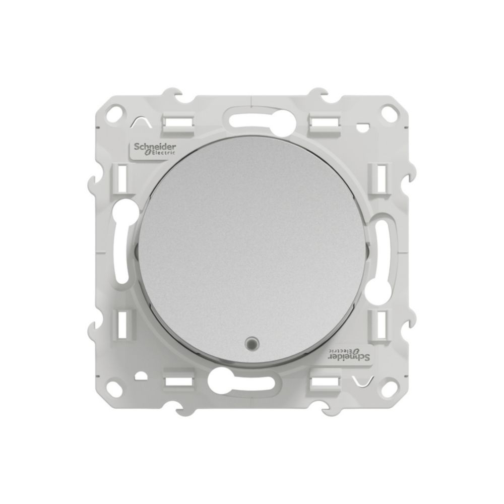 Poussoir lumineux 1 poste Odace Aluminium Schneider