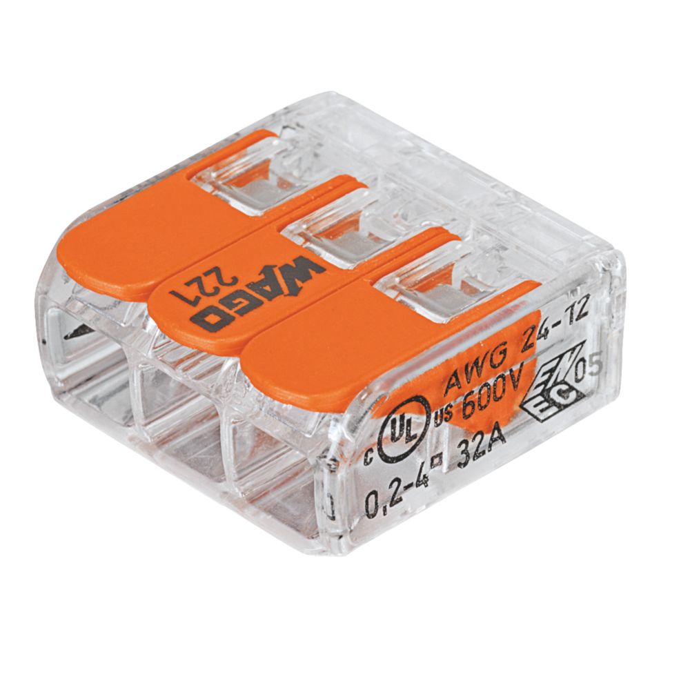 Borne à levier 3 broches Wago 32A, lot de 50