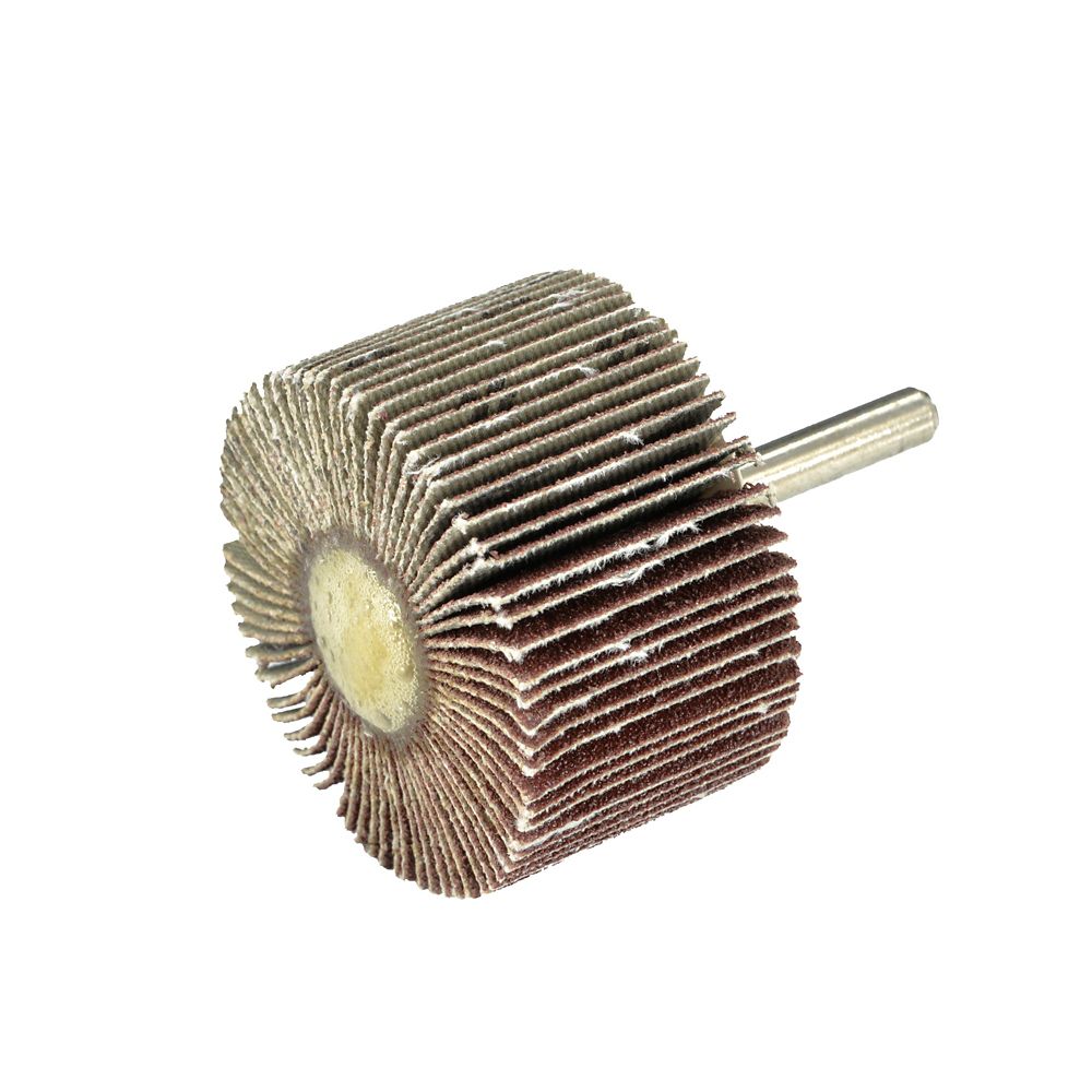 Roue à lamelles abrasive pour perceuse grain 120 à queue ronde 50mm