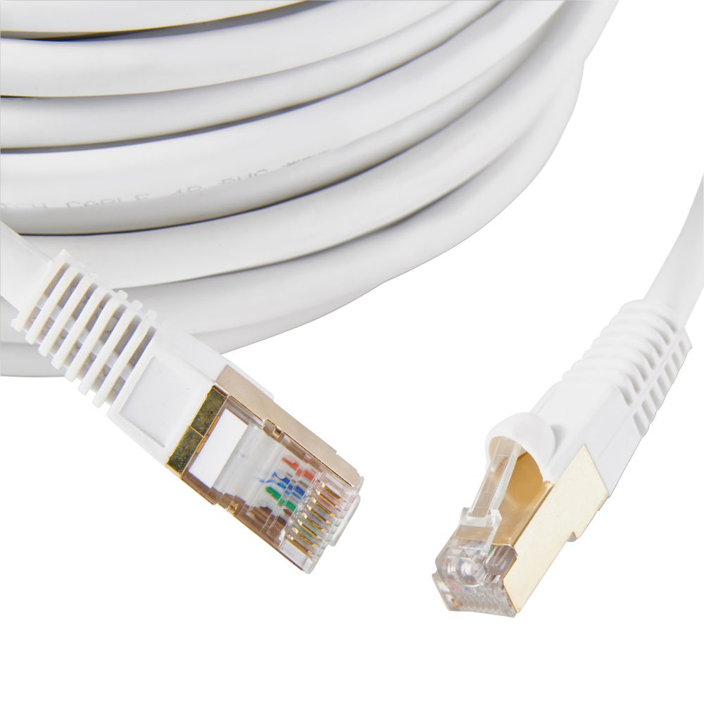 Câble Cat 6 RJ45 blanc non blindé Blyss Blanc, 20m Câbles et