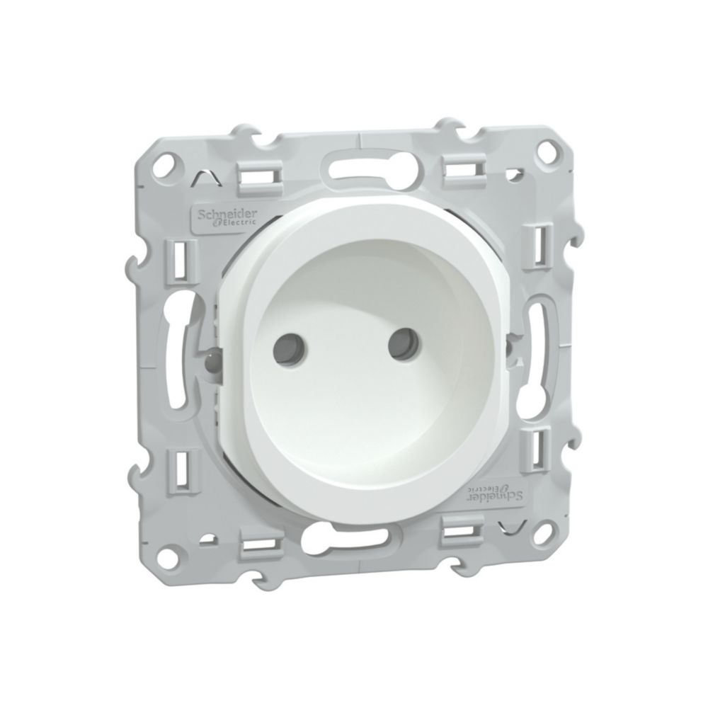 Prise sans terre 1 poste Ovalis Blanc Schneider