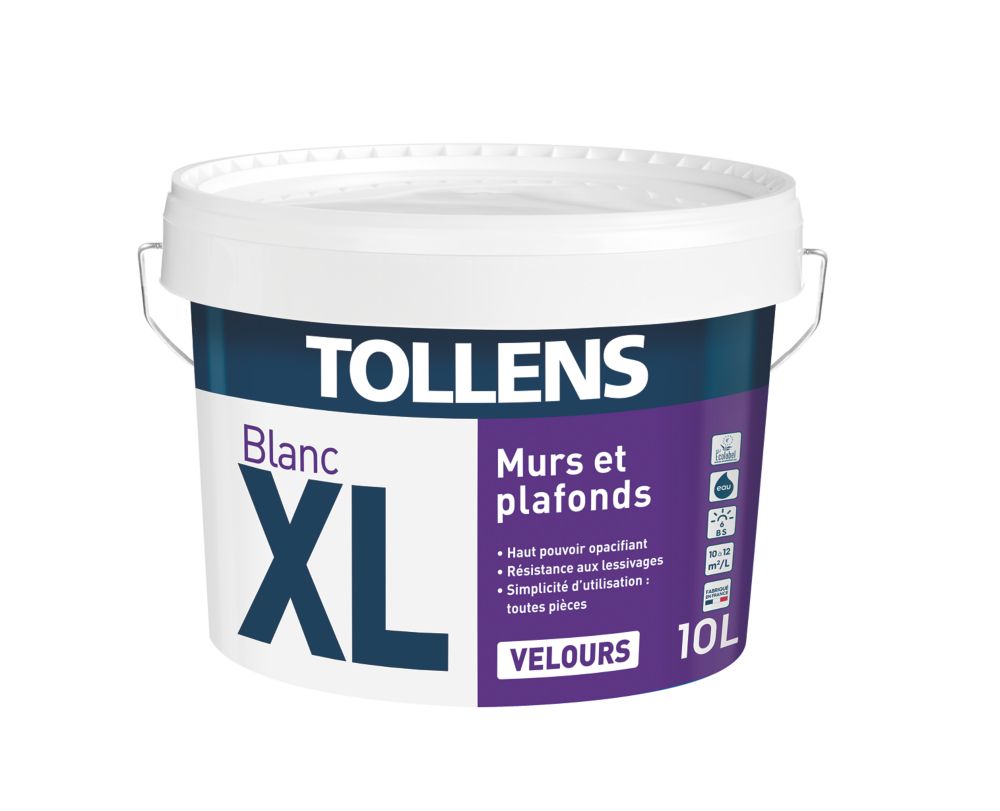 Peinture acrylique blanche Velours Tollens 10L