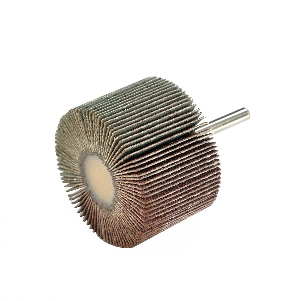Roue à lamelles abrasive pour perceuse grain 120 à queue ronde 60mm