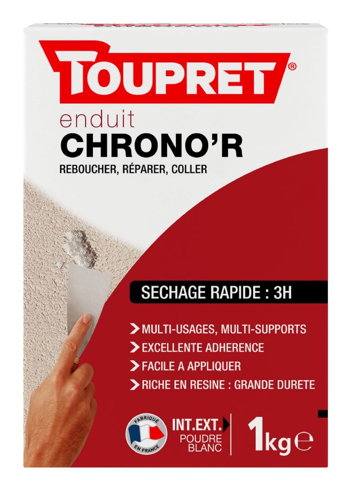 Enduit de rebouchage en poudre - Chrono-R - 1 Kg - TOUPRET