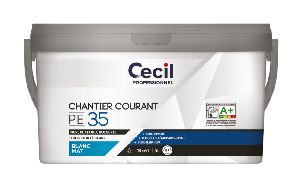 Peinture murale acrylique mate blanche 5L Cecil Professional