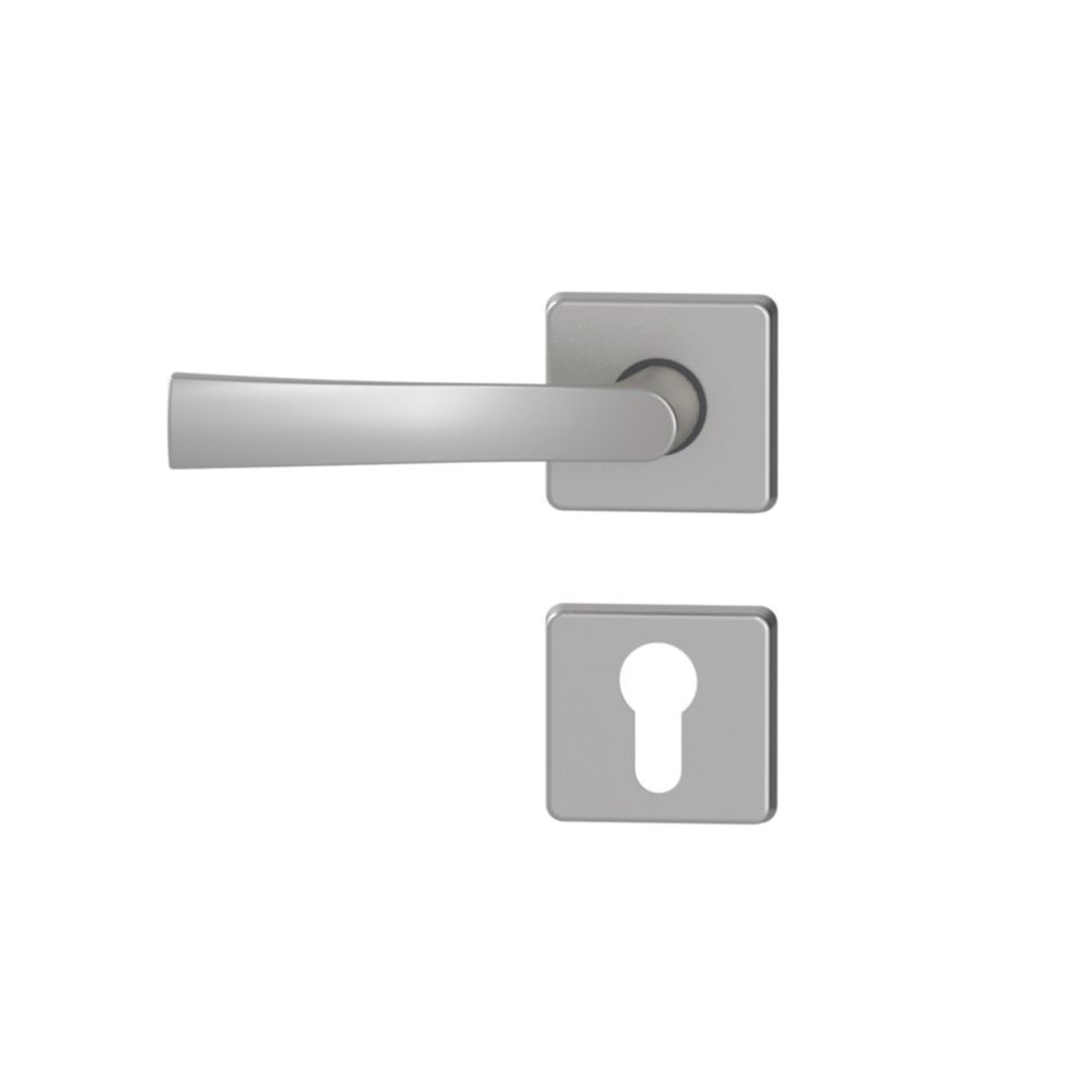 Ensemble de 2 poignées à levier sur rosace clé I Krom Saten Vachette Flex 6437, chrome satiné