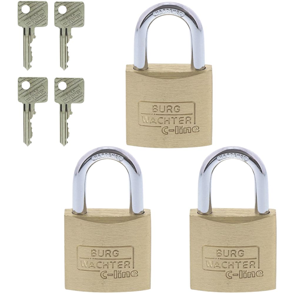 Lot de 3 cadenas à anse longue et clé commune en laiton Sterling 30mm