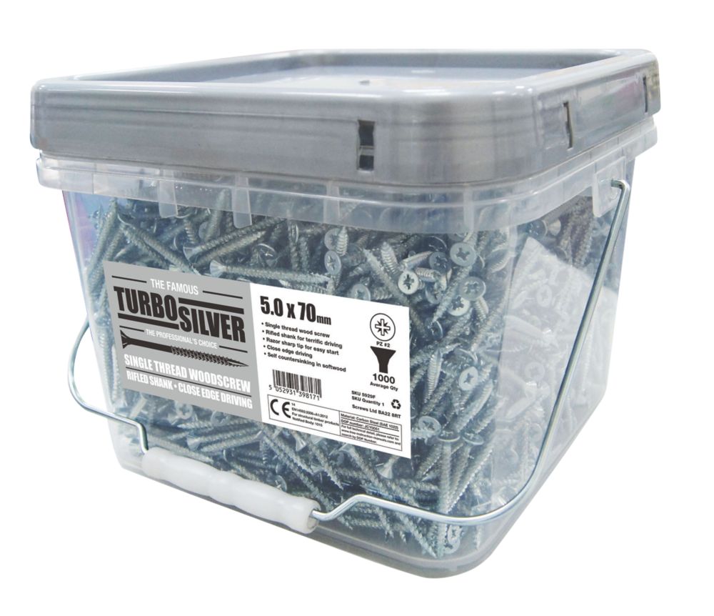 1000 vis à bois à double tête fraisée polyvalentes PZ Turbo Silver 5 x 70mm