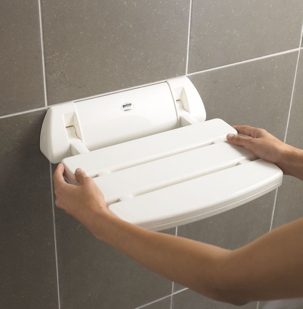 Siège de douche mural Mira blanc