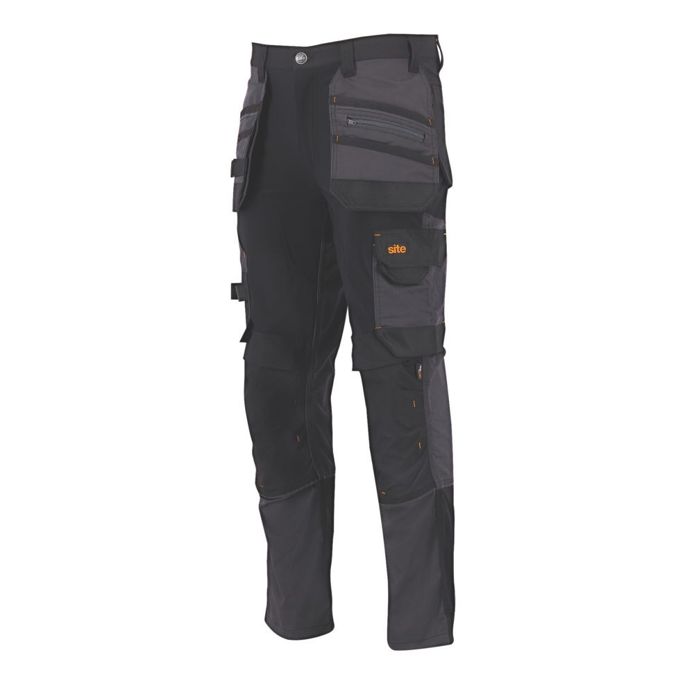 Pantalon à poches étuis extensible Site Brochman noir/gris, taille 46, longueur 81 cm