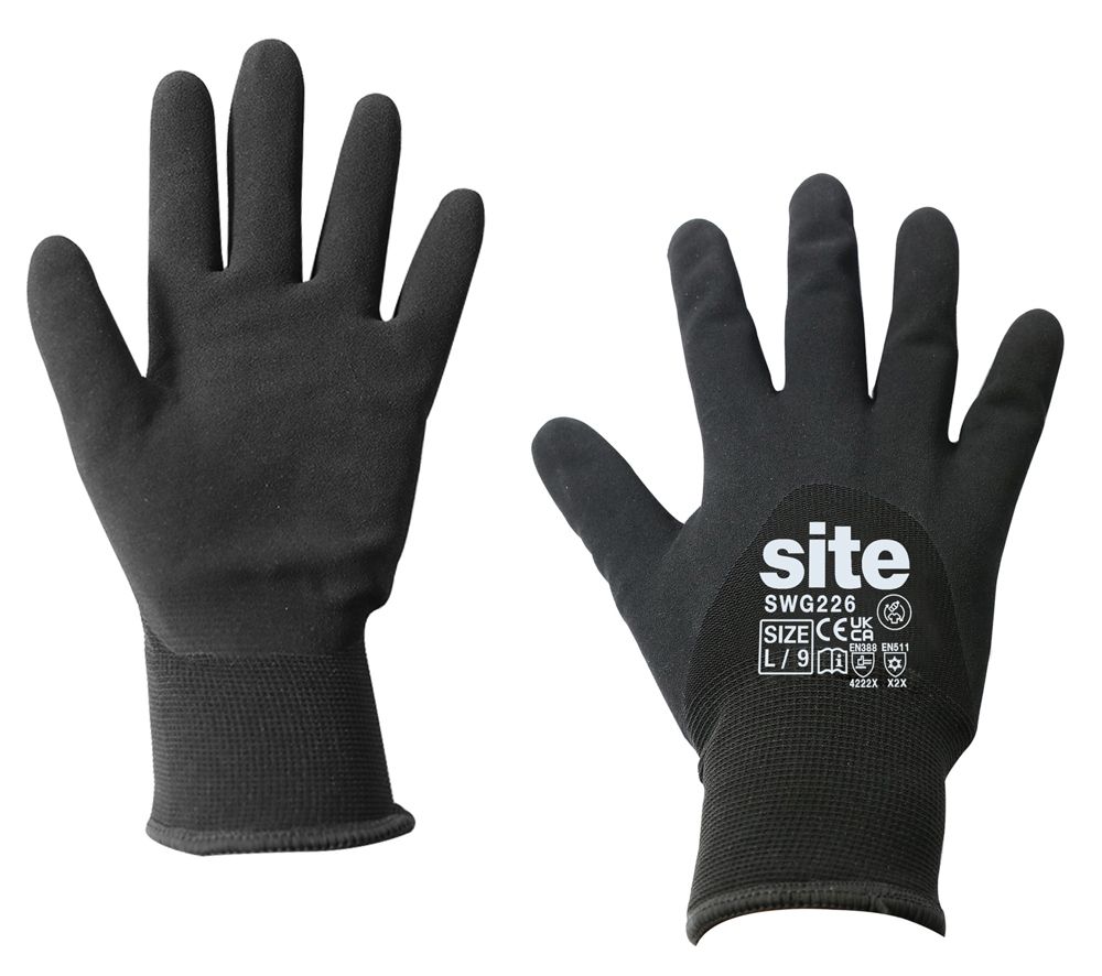 Gants de protection thermique en nitrile Site noirs taille L 