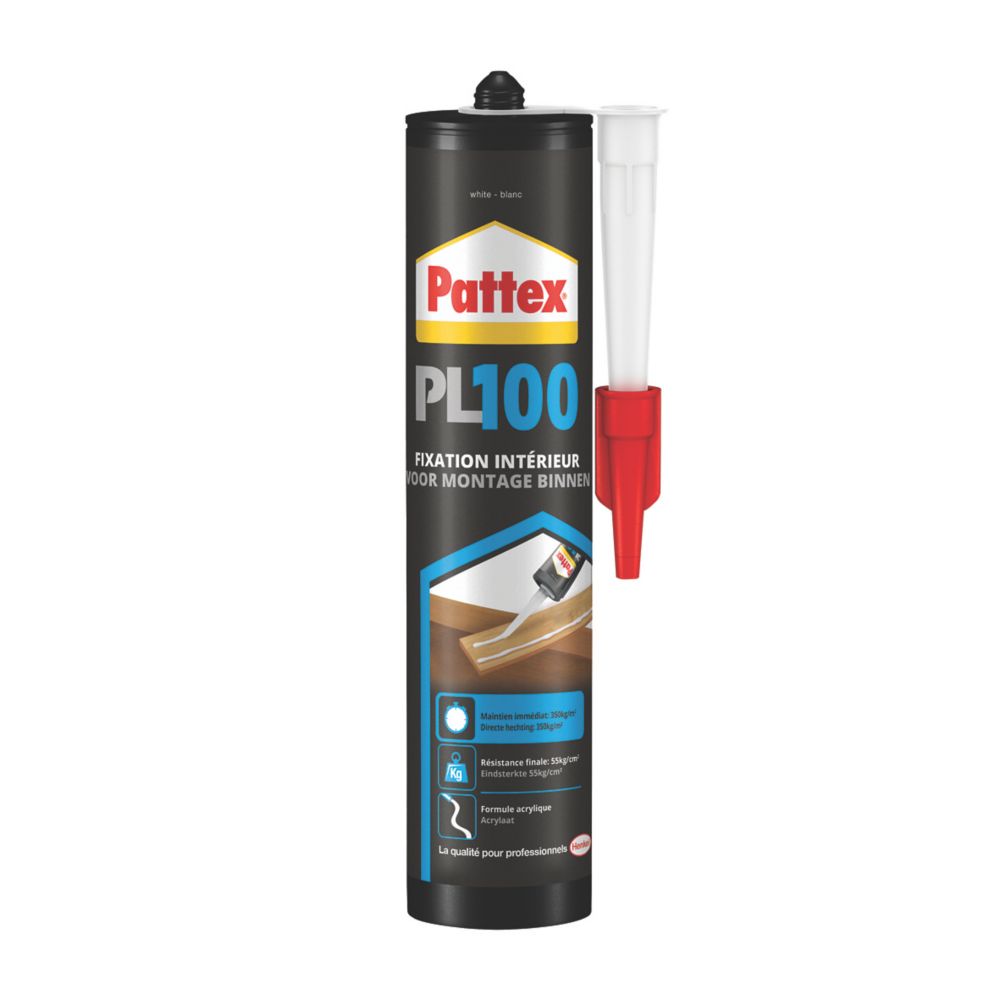 PATTEX Colle Fixation PL100 Blanc Cartouche 380g