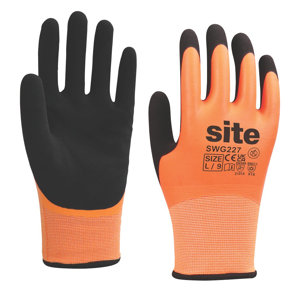 Gants de protection thermique imperméables Site orange/noir taille L 