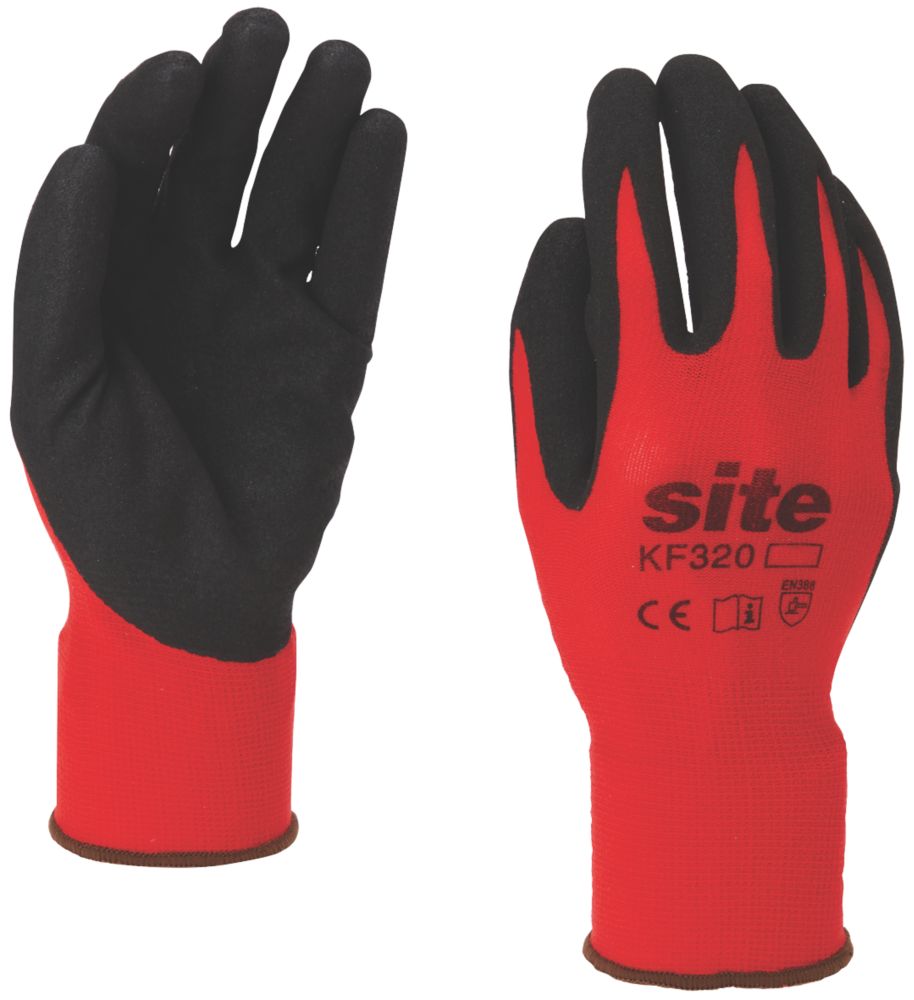 Gants de manutention en nitrile Site KF320 rouge / noir taille S