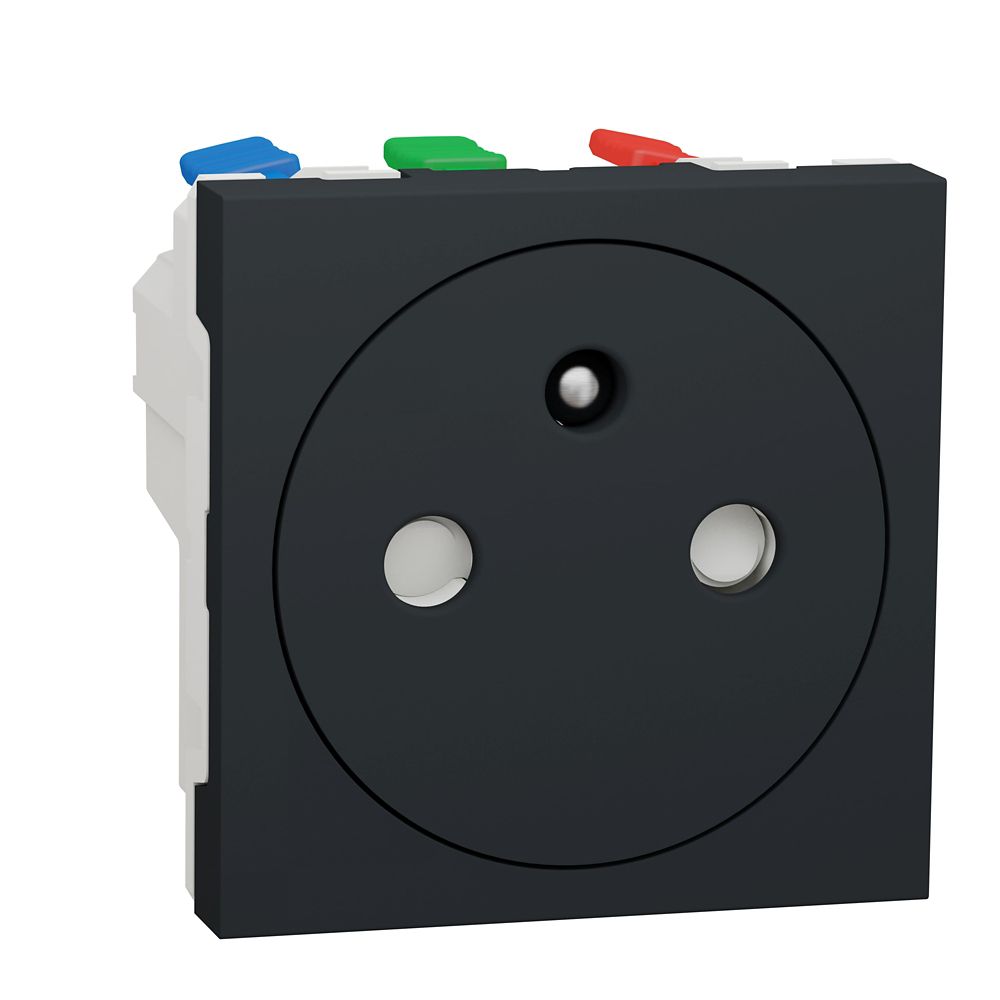 Prise terre affleurante 1 poste 2 modules Unica Anthracite Schneider