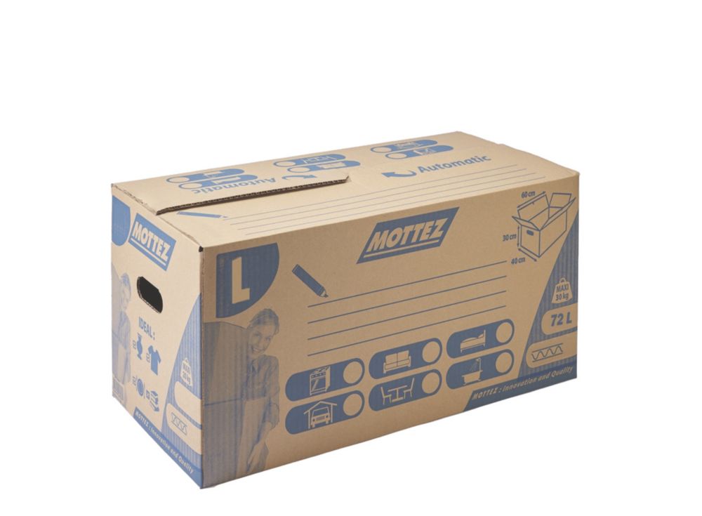 Boîte en carton Mottez 72l marron/bleu  
